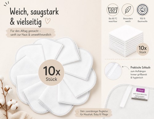 10er set baby waschlappen - set, 100%